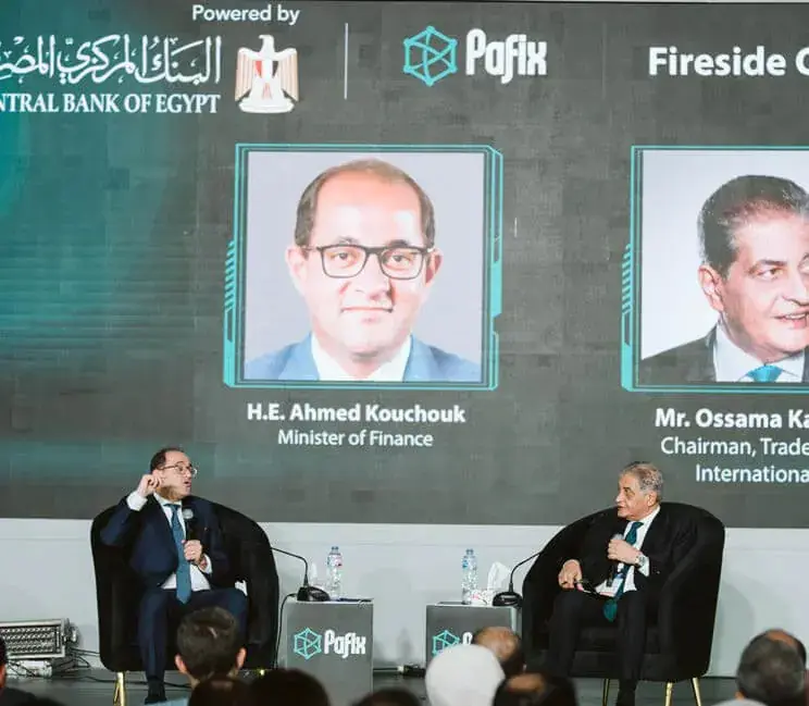 Fireside chat powered by the Central Bank of Egypt at PAFIX 2025: H.E. Ahmed Kouchouk, Minister of Finance, and Mr. Ossama Kamal, Chairman of Tradefairs International